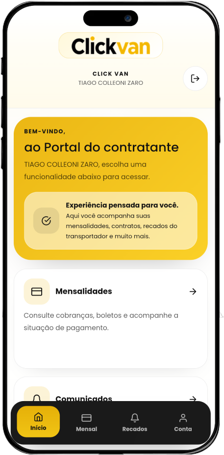 Acesso para passageiros e contratantes